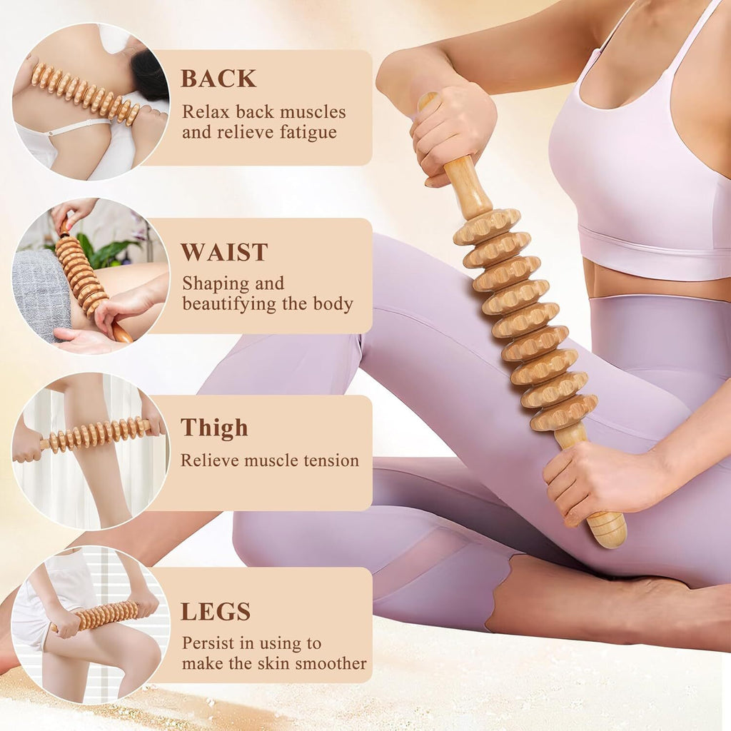 7-In-1 Wood Therapy Massage Tools Lymphatic Drainage Massager for Muscle Pain