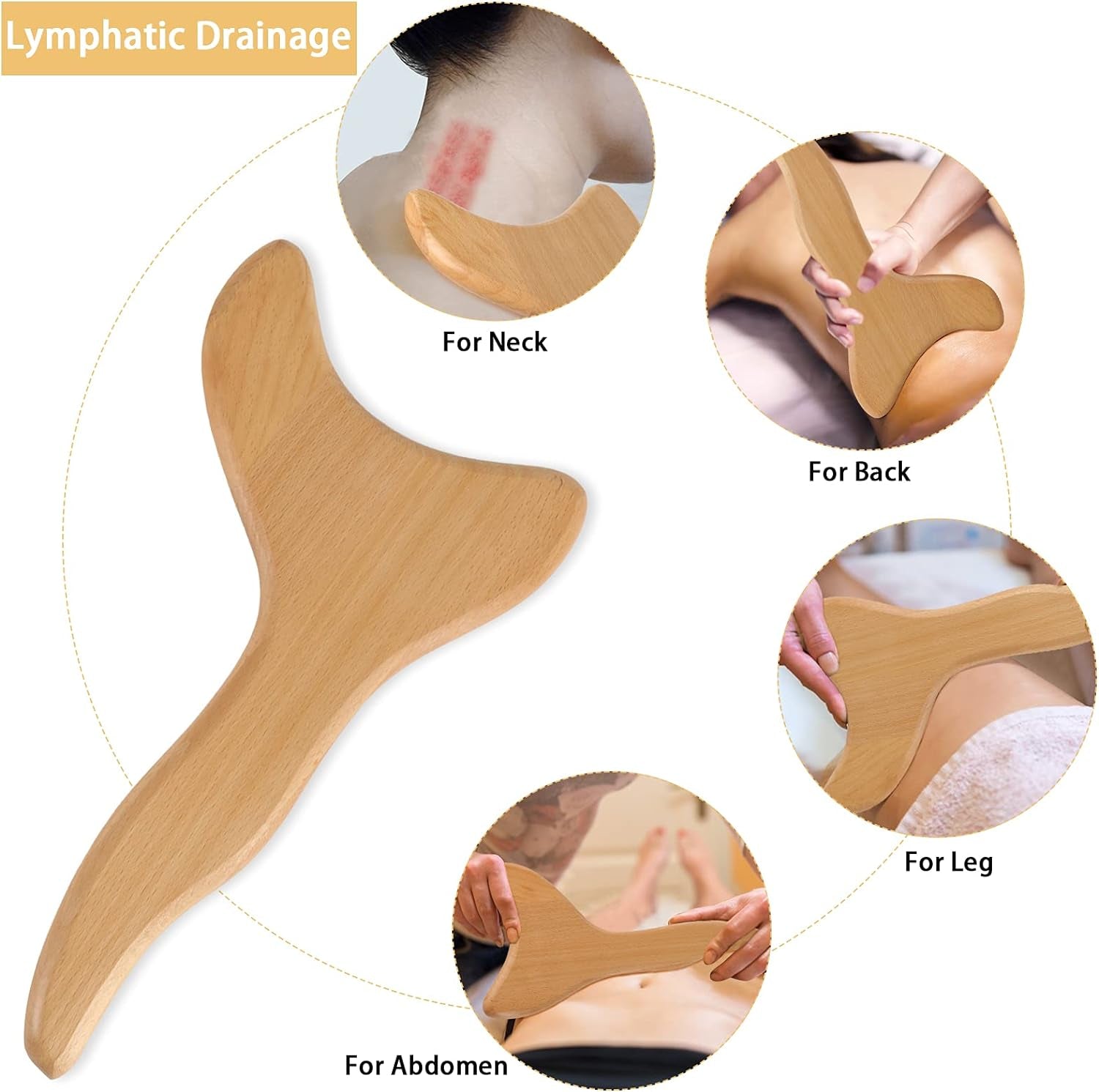 2 Pcs Wooden Gua Sha Tools Lymphatic Drainage Tool,  Wood Therapy Massage Tools Manual Gua Sha Tools anti Cellulite Massage Tool for Gua Sha Massage, Maderotherapy, Body Sculpting