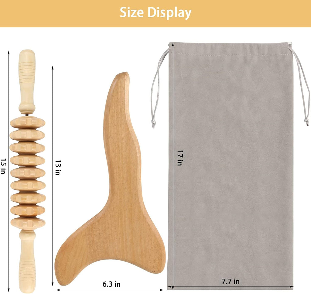 2 Pcs Wooden Gua Sha Tools Lymphatic Drainage Tool,  Wood Therapy Massage Tools Manual Gua Sha Tools anti Cellulite Massage Tool for Gua Sha Massage, Maderotherapy, Body Sculpting