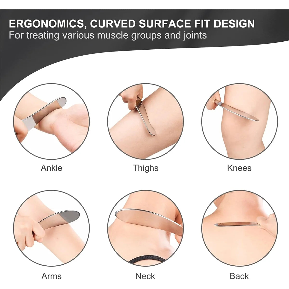 Guasha Massage Tool, Stainless Steel Fascia Massage Tool for Soft Tissue Scraping,Massage Physical Therapy Stuff