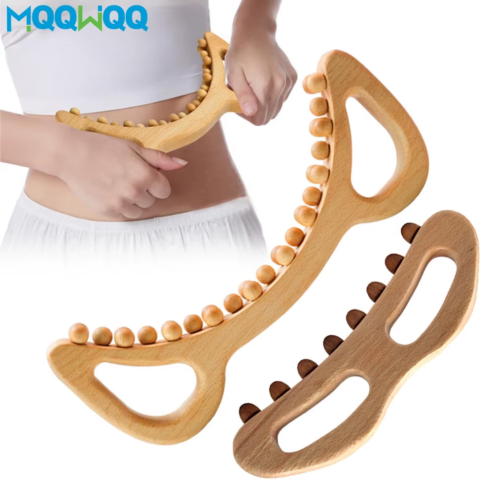 Wooden Trigger Point Massage Brush Wood Therapy Massage Tools Cellulite Reduction for Lymphatic Drainage, Body Sculpting Tool