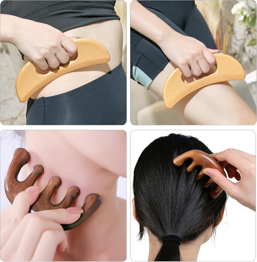 7-In-1 Wood Therapy Massage Tools Lymphatic Drainage Massager for Muscle Pain